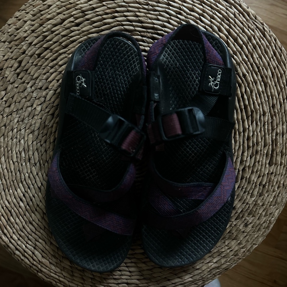 Chaco Black and Dark Purple Sandals